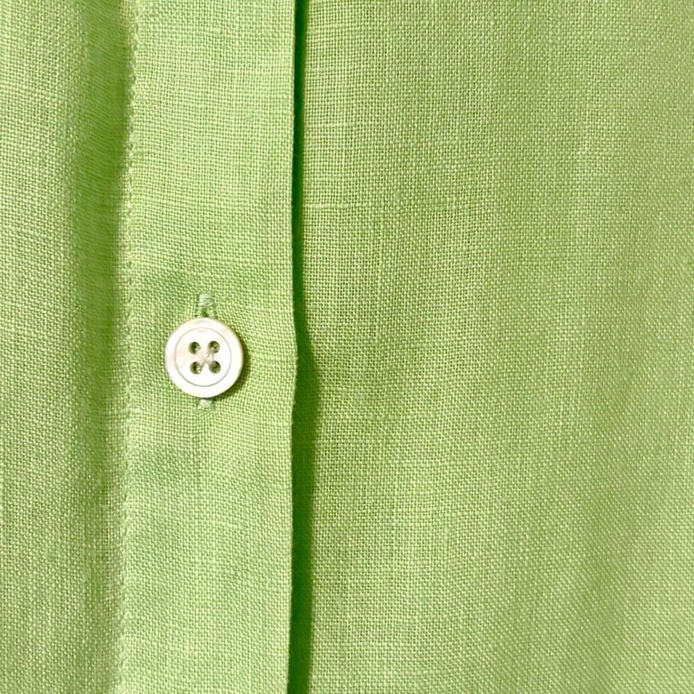 J. Jill L 100% linen summer weight spring green button front shirt - Picture 6 of 8